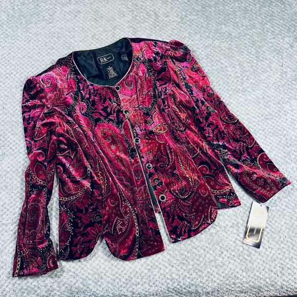 R&K Evening Jackets & Blazers - Vintage R&K Evening Gorgeous Purple Crushed Velour Paisley Evening Jacket Blazer